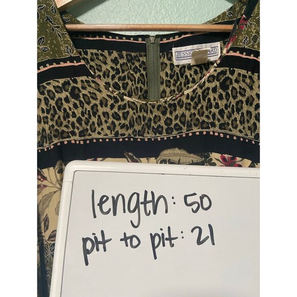 Vintage Jessica Howard Women's Brown Cheetah Print Midi Wrap Dress Size 6 - Picture 7 of 7